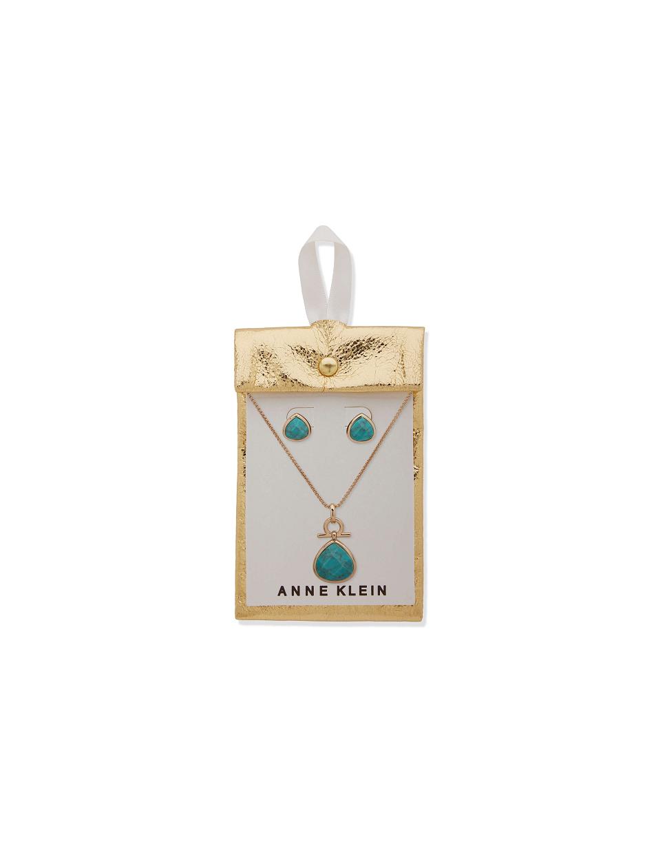 Ensembles de bijoux Anne Klein Tear Drop Pendant Necklace and Earring in Pouch   | ISM-1388470